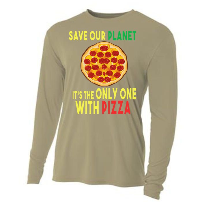 EarthDay Planet Gift Idea Save Planet One With Pizza Cooling Performance Long Sleeve Crew