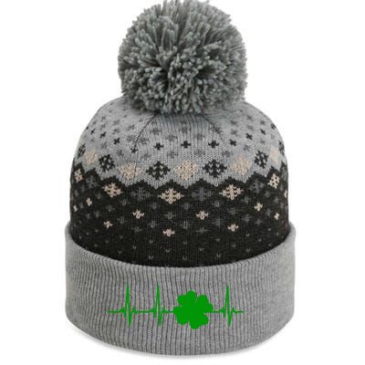 Ekg Pulse Heart Beat Shamrock For St Patricks Day Nurse Gift The Baniff Cuffed Pom Beanie