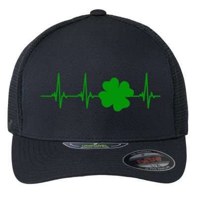 Ekg Pulse Heart Beat Shamrock For St Patricks Day Nurse Gift Flexfit Unipanel Trucker Cap