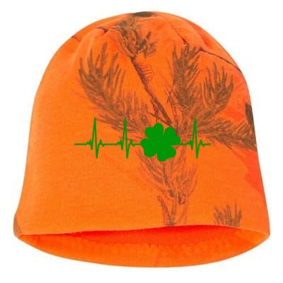 Ekg Pulse Heart Beat Shamrock For St Patricks Day Nurse Gift Kati - Camo Knit Beanie