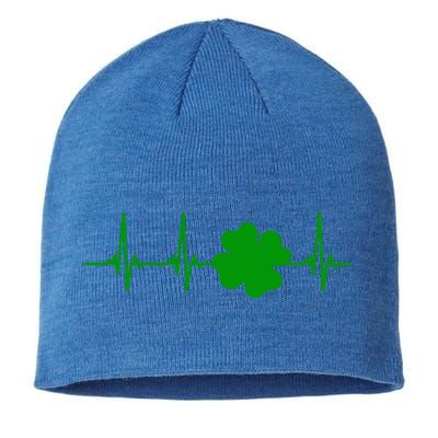 Ekg Pulse Heart Beat Shamrock For St Patricks Day Nurse Gift Sustainable Beanie