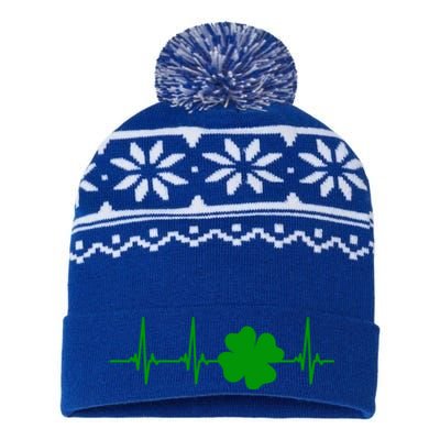 Ekg Pulse Heart Beat Shamrock For St Patricks Day Nurse Gift USA-Made Snowflake Beanie