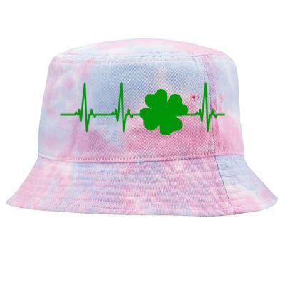 Ekg Pulse Heart Beat Shamrock For St Patricks Day Nurse Gift Tie-Dyed Bucket Hat