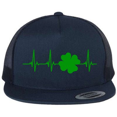 Ekg Pulse Heart Beat Shamrock For St Patricks Day Nurse Gift Flat Bill Trucker Hat