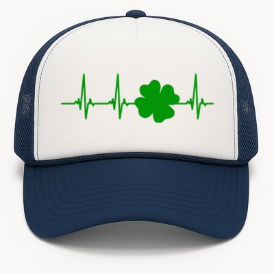 Ekg Pulse Heart Beat Shamrock For St Patricks Day Nurse Gift Trucker Hat