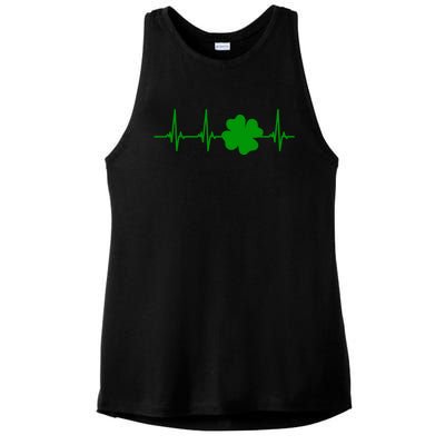 Ekg Pulse Heart Beat Shamrock For St Patricks Day Nurse Cool Gift Ladies PosiCharge Tri-Blend Wicking Tank