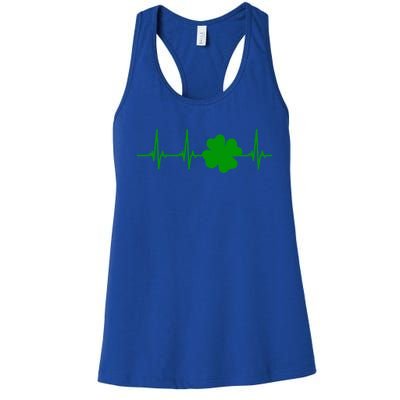 Ekg Pulse Heart Beat Shamrock For St Patricks Day Nurse Cool Gift Women's Racerback Tank