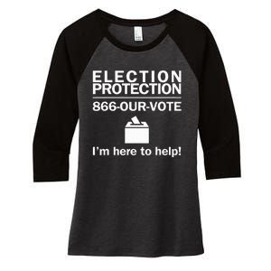 Election Protection IM Here To Help Vote Society Women's Tri-Blend 3/4-Sleeve Raglan Shirt