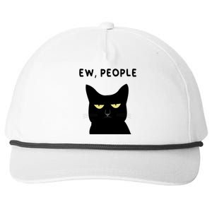 Ew People I Hate People Funny Black Cat Yellow Eyes Gift Snapback Five-Panel Rope Hat