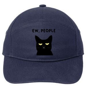 Ew People I Hate People Funny Black Cat Yellow Eyes Gift 7-Panel Snapback Hat