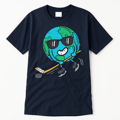 Earth Playing Ice Hockey Earth Day Sports Tall T-Shirt