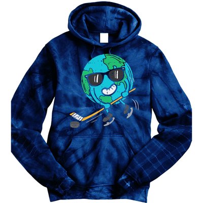 Earth Playing Ice Hockey Earth Day Sports Tie Dye Hoodie