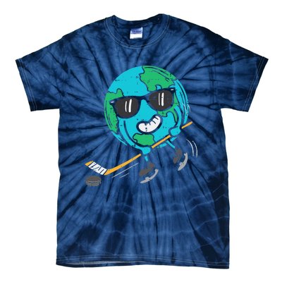 Earth Playing Ice Hockey Earth Day Sports Tie-Dye T-Shirt