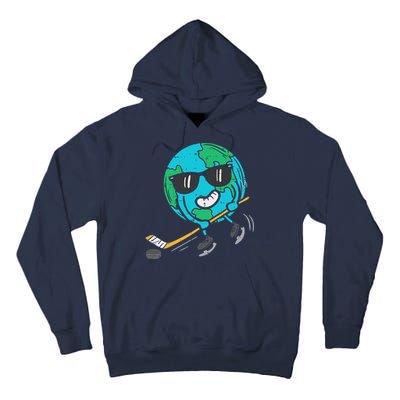 Earth Playing Ice Hockey Earth Day Sports Tall Hoodie