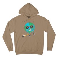 Earth Playing Ice Hockey Earth Day Sports Hoodie