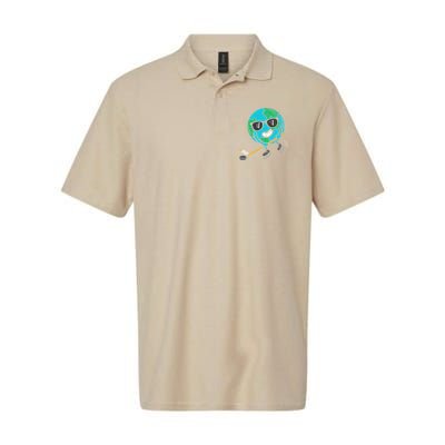 Earth Playing Ice Hockey Earth Day Sports Softstyle Adult Sport Polo