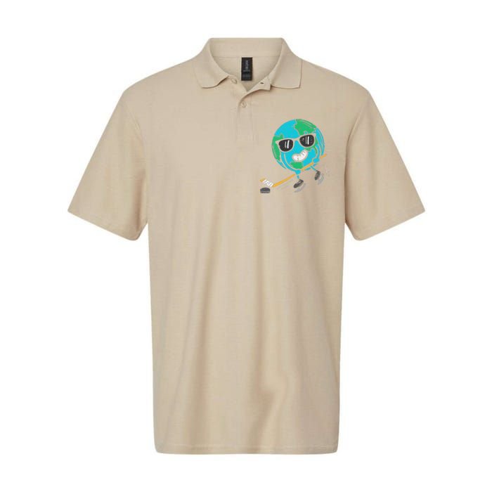 Earth Playing Ice Hockey Earth Day Sports Softstyle Adult Sport Polo