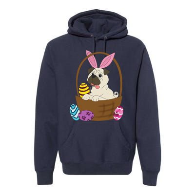 Easter Pug In Basket For Pug Lovers Premium Hoodie