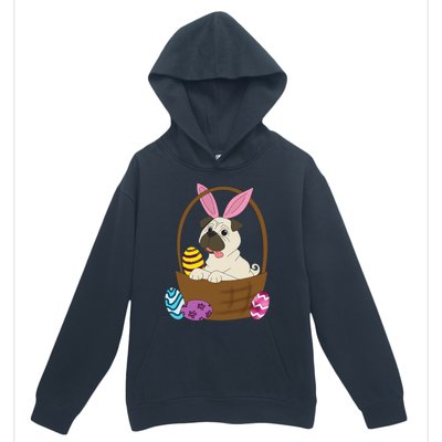 Easter Pug In Basket For Pug Lovers Urban Pullover Hoodie