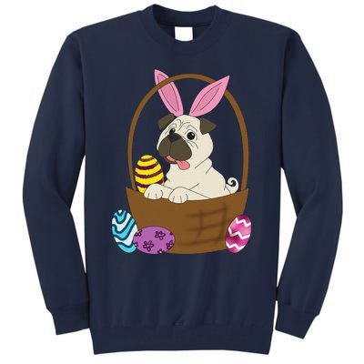 Easter Pug In Basket For Pug Lovers Tall Sweatshirt