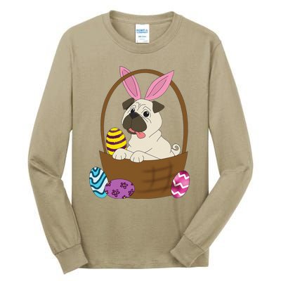 Easter Pug In Basket For Pug Lovers Tall Long Sleeve T-Shirt