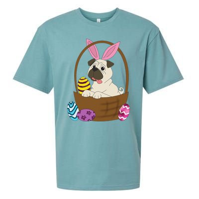 Easter Pug In Basket For Pug Lovers Sueded Cloud Jersey T-Shirt