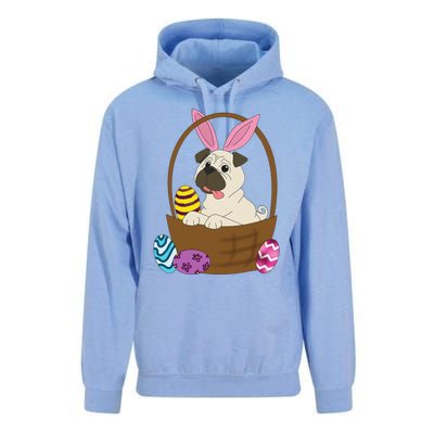 Easter Pug In Basket For Pug Lovers Unisex Surf Hoodie