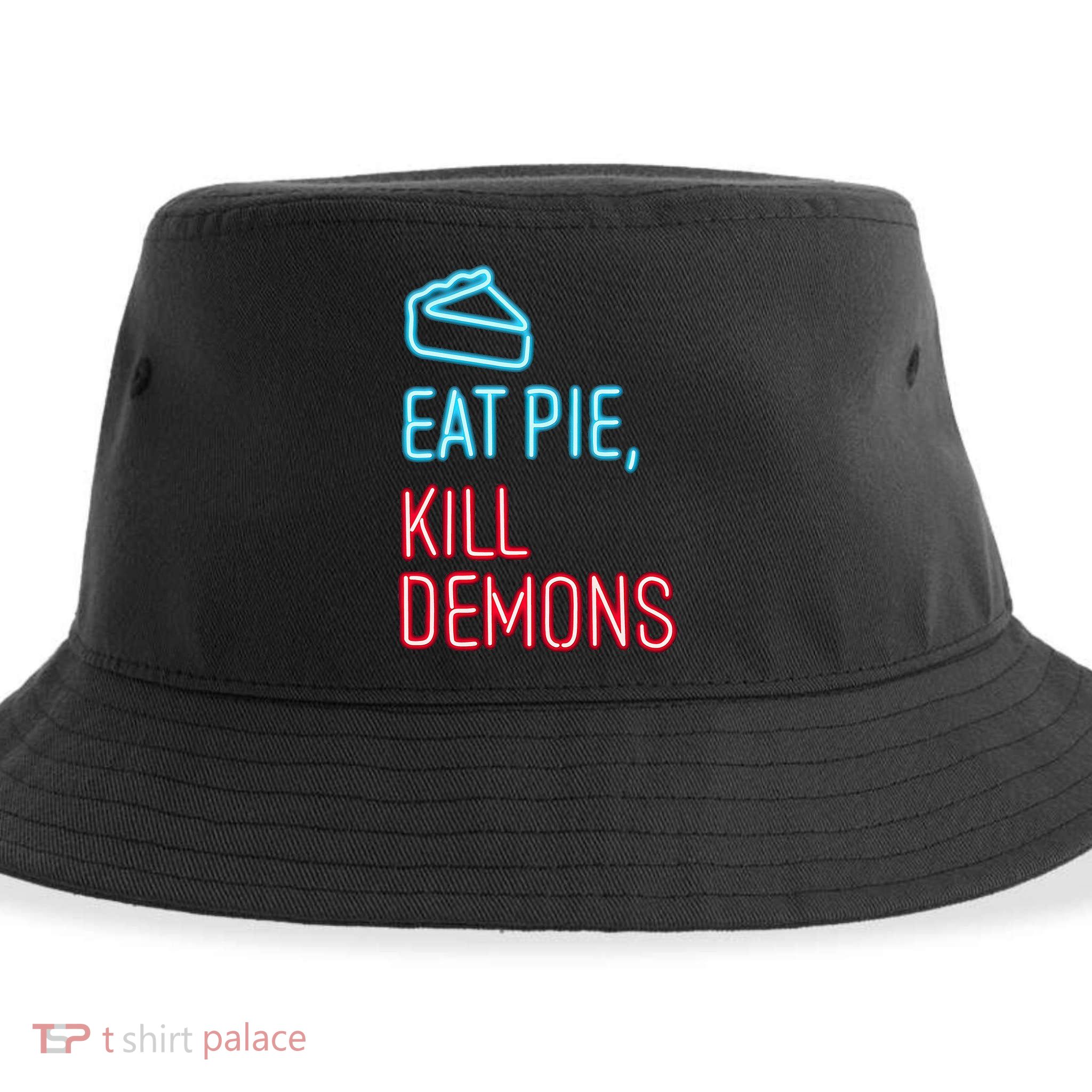 Eat Pie Kill Demons Supernatural Sustainable Bucket Hat