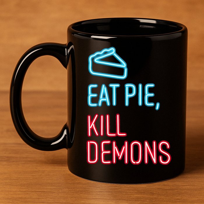 Eat Pie Kill Demons Supernatural 11oz C Handle Ceramic Mug