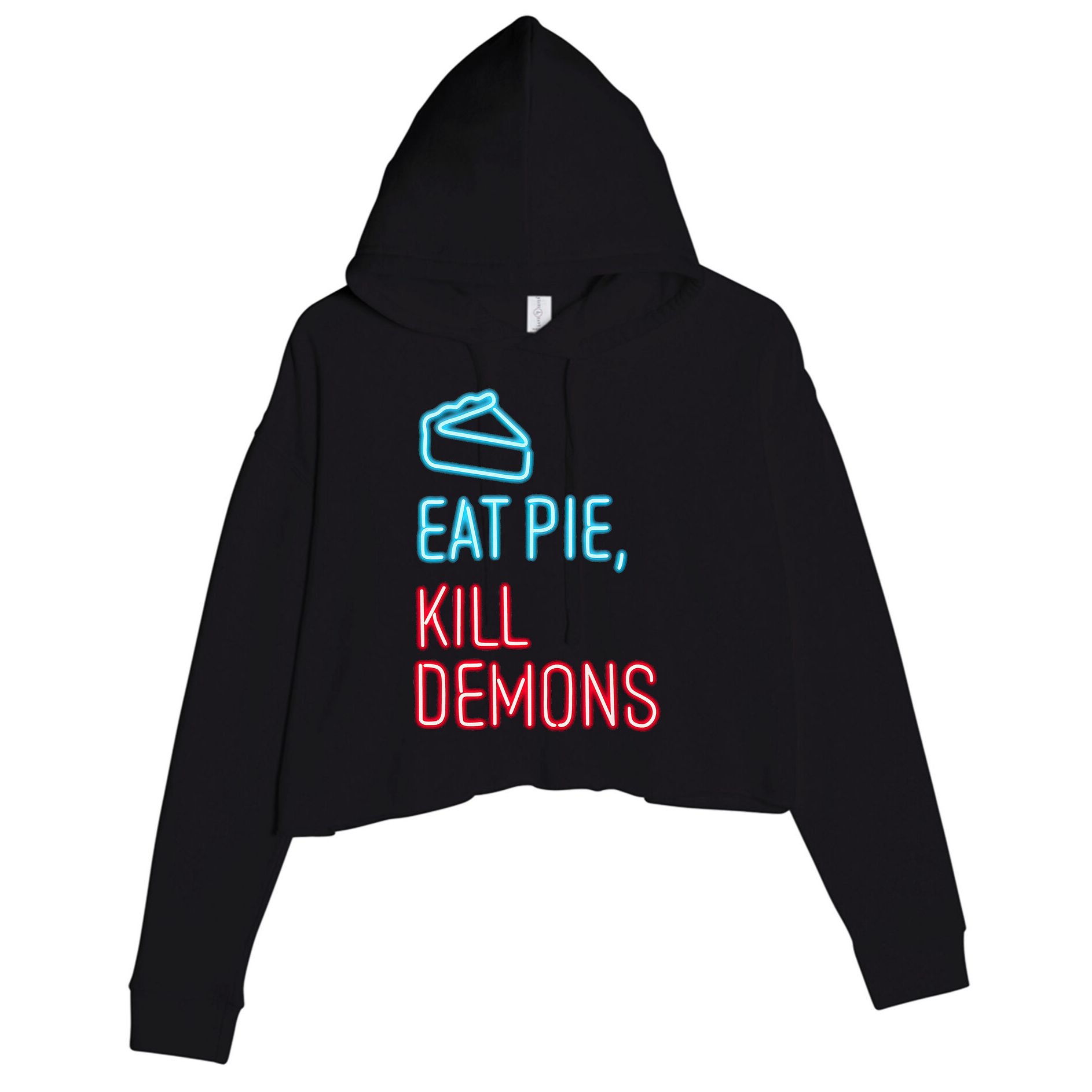 Eat Pie Kill Demons Supernatural Crop Fleece Hoodie