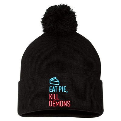 Eat Pie Kill Demons Supernatural Pom Pom 12in Knit Beanie