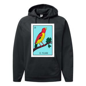 El Pajaro Lottery Card Gift The Bird Card Mexican Lottery Performance Fleece Hoodie