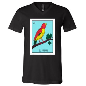 El Pajaro Lottery Card Gift The Bird Card Mexican Lottery V-Neck T-Shirt