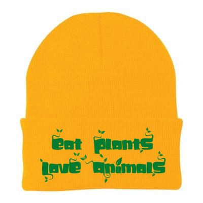 Eat Plants Love Animals Vegan Funny Gift Tops Cute Gift Knit Cap Winter Beanie