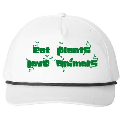 Eat Plants Love Animals Vegan Funny Gift Tops Cute Gift Snapback Five-Panel Rope Hat