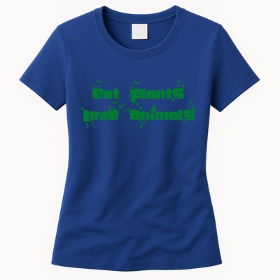 Eat Plants Love Animals Vegan Funny Gift Tops Cute Gift Womens T-Shirt