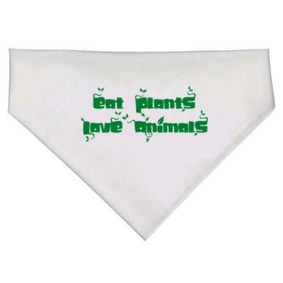 Eat Plants Love Animals Vegan Funny Gift Tops Cute Gift USA-Made Doggie Bandana