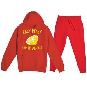 Easy Peasy Lemon Squeezy Funny Lemon Summer Lemonade Premium Hooded Sweatsuit Set