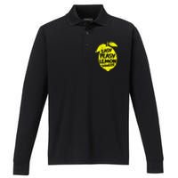 Easy Peasy Lemon Squeezy Funny Lemon Summer Lemonade Performance Long Sleeve Polo