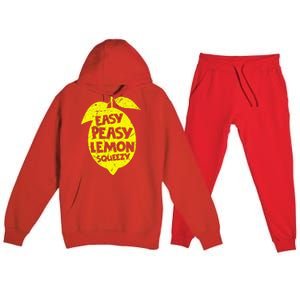 Easy Peasy Lemon Squeezy Funny Lemon Summer Lemonade Premium Hooded Sweatsuit Set