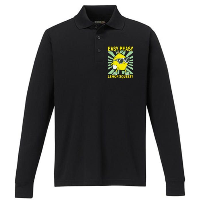 Easy Peasy Lemon Squeezy Lemonade Stand Boss Performance Long Sleeve Polo