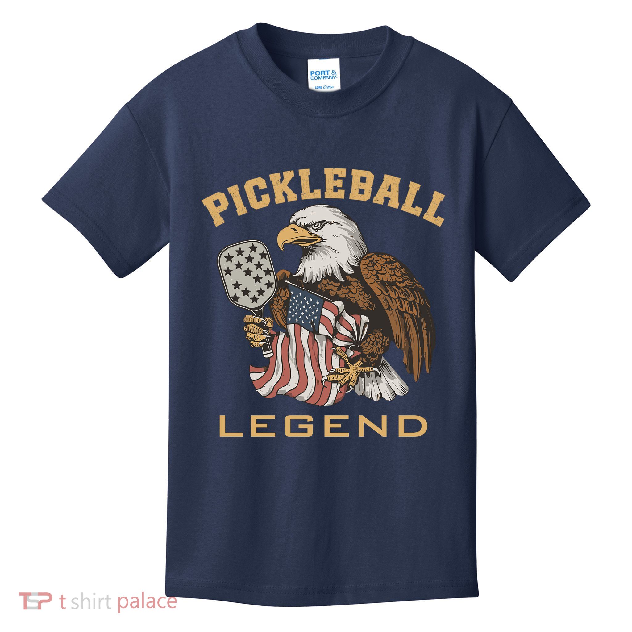 Eagle Paddleball Lover Usa Eagle American Pickleball Player Kids T-Shirt