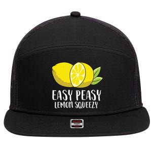 Easy Peasy Lemon Squeezy Lemonade Lemons Great Gift 7 Panel Mesh Trucker Snapback Hat