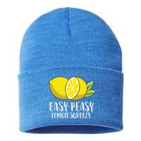 Easy Peasy Lemon Squeezy Lemonade Lemons Great Gift Sustainable Knit Beanie