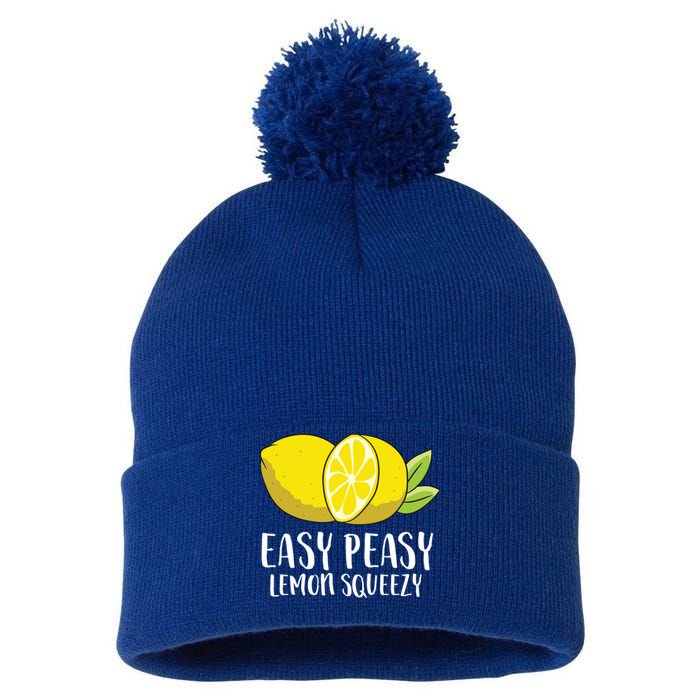 Easy Peasy Lemon Squeezy Lemonade Lemons Great Gift Pom Pom 12in Knit Beanie