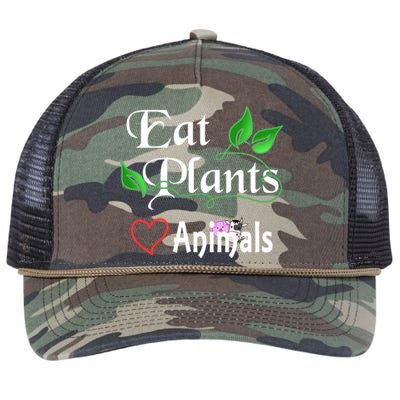 Eat Plants Love Animals For Vegans And Vegetarians Gift Retro Rope Trucker Hat Cap