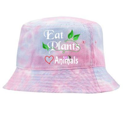 Eat Plants Love Animals For Vegans And Vegetarians Gift Tie-Dyed Bucket Hat