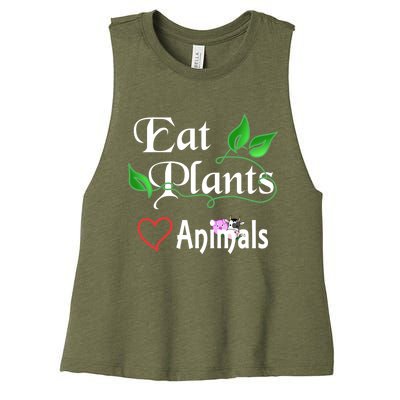 Eat Plants Love Animals For Vegans And Vegetarians Gift Women's Racerback Cropped Tank