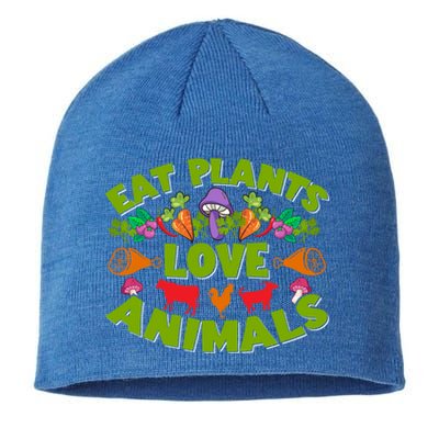 Eat Plants Love Animals Cool Gift Sustainable Beanie