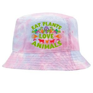 Eat Plants Love Animals Cool Gift Tie-Dyed Bucket Hat